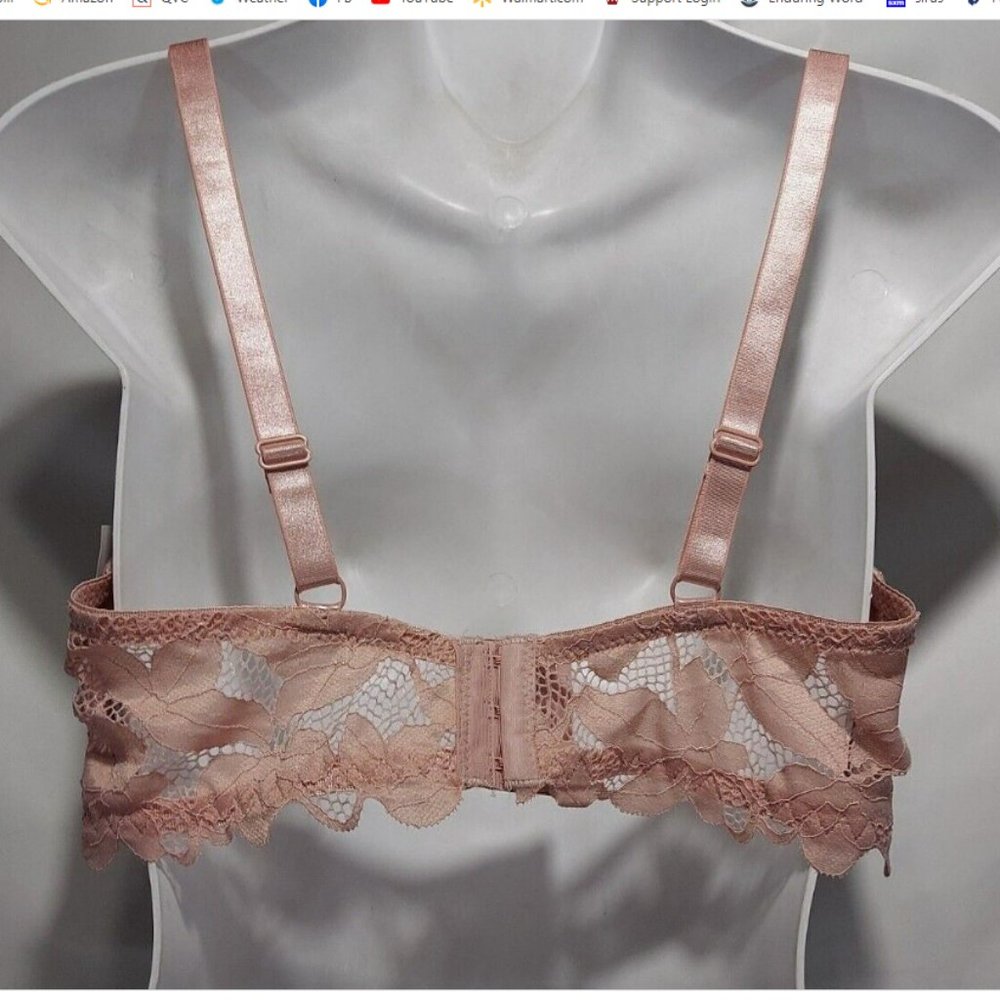 NEW Adrienne Vittadini Lace Lightly Padded Everyday Bra Dusty Pink 38C - Picture 2 of 2